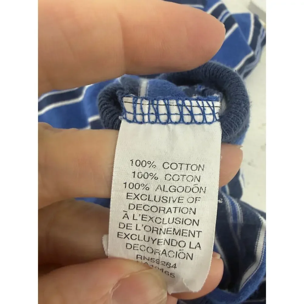 Vintage Children's Place Long Sleeve Bodysuit Blue Stripes 100% Cotton 4T